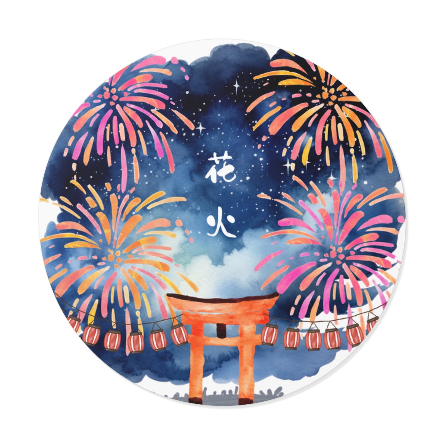 Fireworks Round Vinyl Stickers