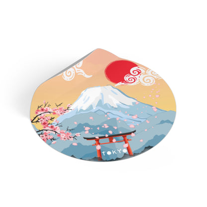 Japanese Mountain Scene Vinyl Stickers