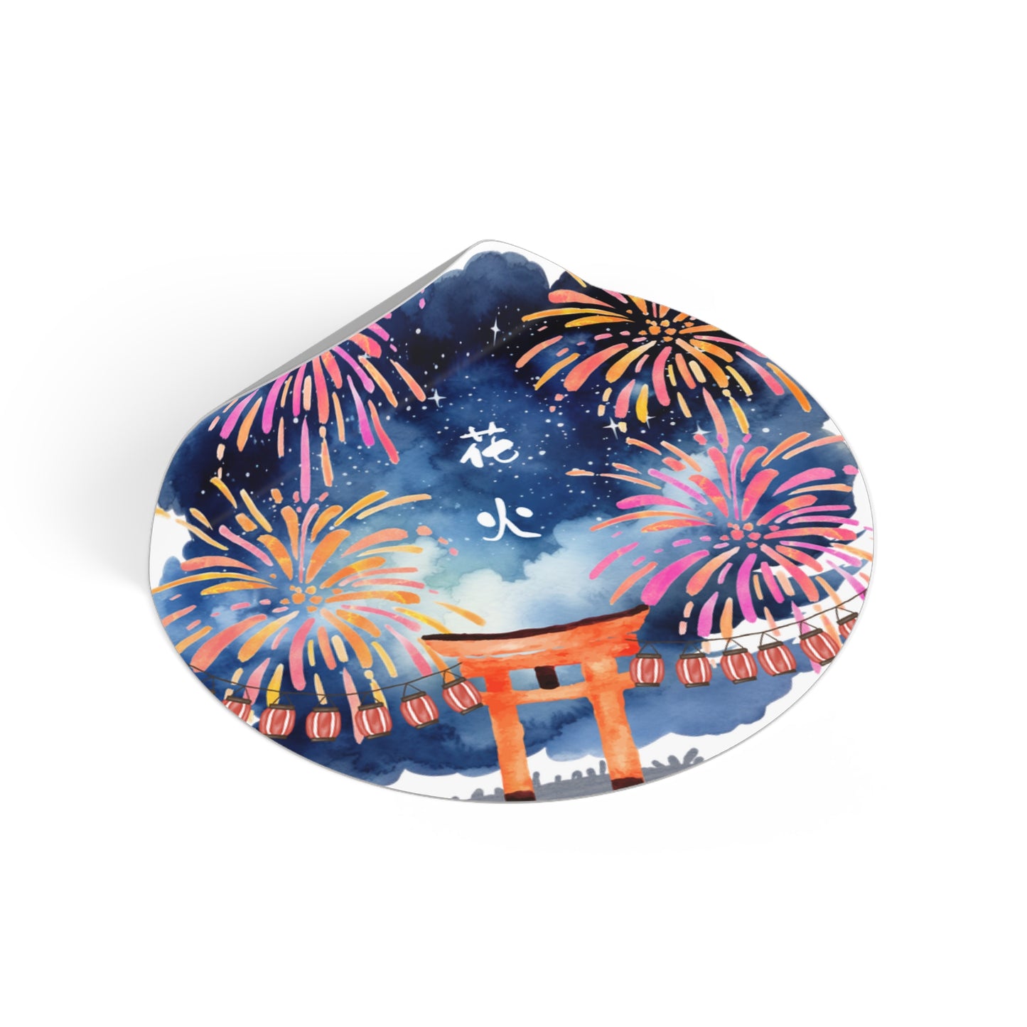 Fireworks Round Vinyl Stickers