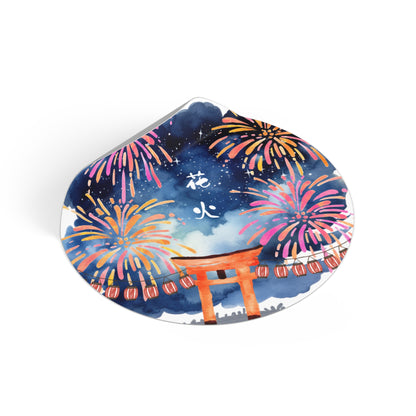 Fireworks Round Vinyl Stickers