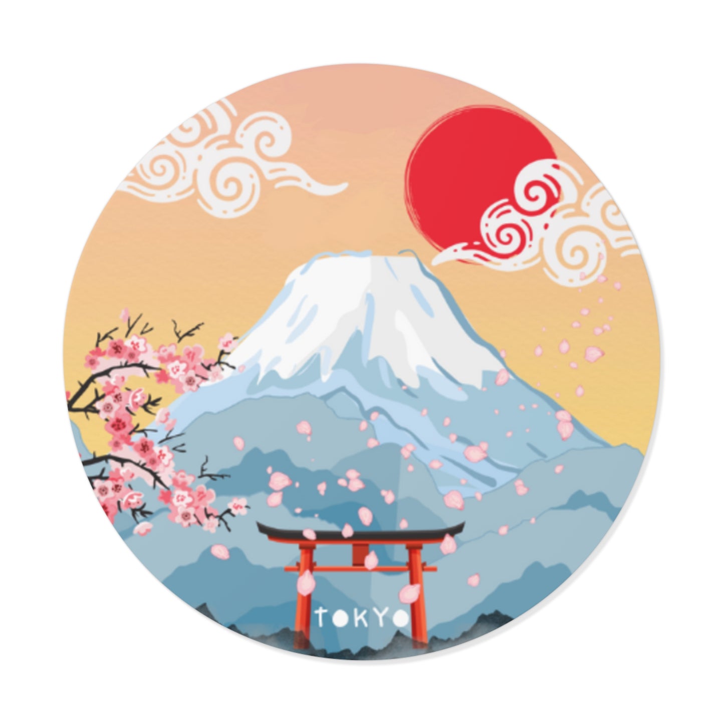 Japanese Mountain Scene Vinyl Stickers