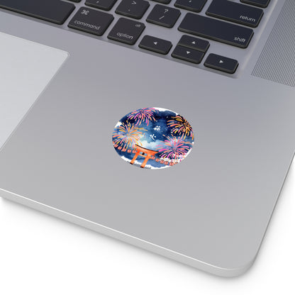 Fireworks Round Vinyl Stickers