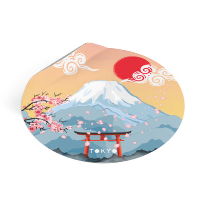 Japanese Mountain Scene Vinyl Stickers